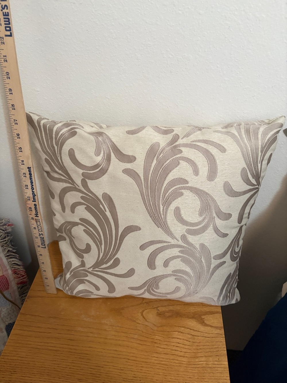 Decorative Cream and Taupe Scroll Throw Pillow